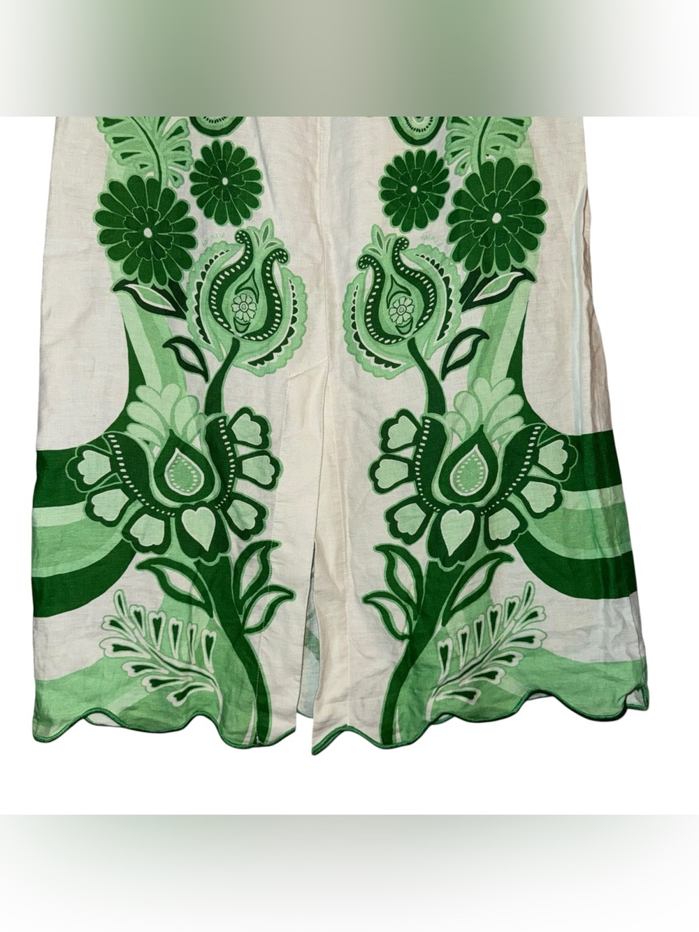 FARM RIO Color Festival Green Linen Euroflax Midi Skirt Size Large - Picture 12 of 16